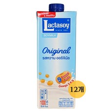 [태국 두유]Lactasoy 오리지널 1000ml X 12개 WORLDFOOD, 1L