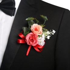 西式婚禮伴郎伴娘結婚胸前花姐妹手腕花婚禮全套家人胸花高檔父母襟花, 紅色（H618胸花）, 1個