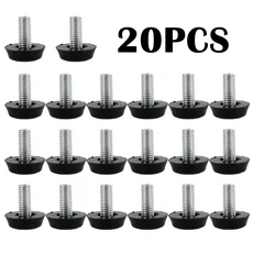 20Pcs 조정 가능한 아연 도금 강철 가구 다리 Anti-slip 기본 테이블 캐비닛 패드 피트 레벨러 M8 나사 발, 01 20PCS