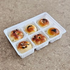 찹쌀떡6구 무지 받침 (백색 속지 내피), 50개, 화이트