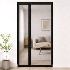 ROYAI ONE 안 찢어지는 일체형 통자석 현관 방충망 비대칭 현관문 모기장 미세 방충망, 검정