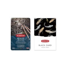 Derwent 德爾文 金屬色油性色鉛筆12色套組 (附明信片黑卡紙) 金屬光澤 繪畫套裝, 1個