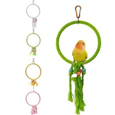 MoreD 앵무새 코튼 링 그네 장난감 횟대 새장난감 새놀이터_ MD8647, 그린, 1개