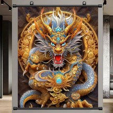 爆款龍行大運鎮宅掛畵 霸氣龍圖騰掛軸畵 國風傢居墻上裝飾畫 免打孔 無框畫 遮瑕疵壁畫, MY389A捲軸畵長方形,寬30cm*高38cm