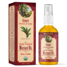 BADGER 深層組織按摩油 薑 雪絨花&辣椒, 1個, 118ml