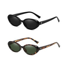 SIEYEWER 여성 및 남성용 레트로 타원형 선글라스 스몰 90년대 빈티지 스타일 선글라스 클래식 타원형 프레임 패션 선글라스 블랙 / 레오파드 표준