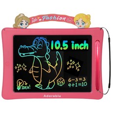 컬러 LCD 유아드로잉패드 10.5인치 (26cm) 전자칠판 낙서장 펜 분실방지 줄 포함 대형 어린이집 선물 스케치북, 분홍(10.5인치), 1개