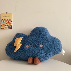 嬰幼兒安撫抱枕 彩虹抱枕 雲朵靠枕 玩偶床頭靠墊 沙發靠墊 客廳抱枕 飄窗靠墊 榻榻米靠墊 兒童送禮, 藍色烏雲【40*30CM】,星空抱枕, 藍色