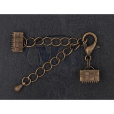 沐錦飾品材料DIY 項鏈頭扣組合 12MM合金龍蝦扣 延長鏈 銅平面夾8MM, (青古)30入/瓶, 1個