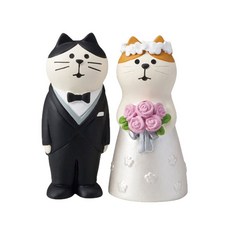 신혼부부선물 고양이 커플 마그넷 신랑신부 피규어 인테리어 자석 장식 2p 세트, 신랑+신부