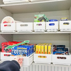 하이어데코 길이조절 팬트리 수납 정리함, 화이트 (중형), 2개