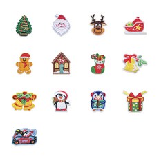 패브릭 전용 열부착 디자인 자수 패치, 1세트, 크리스마스(C) 13개입