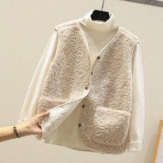 zinahome 女款素色絨毛背心