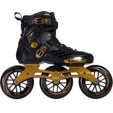 LIKU 블랙 3WD 인라인 스케이트 3륜 레이싱 스케이트 유니섹스, Black&Gold, Men 10.5/Women 11.5, 1개