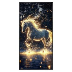 재물 운 DIY 보석십자수 성공의말 돈들어오는 비즈큐빅 공예 45x80cm (캔버스아님 액자미포함), 1개, 블랙계열