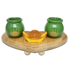 【168開運坊】供奉金雞貔貅專用供杯組 雙色孟宗竹底座 特贈元寶 招財進寶, 1套