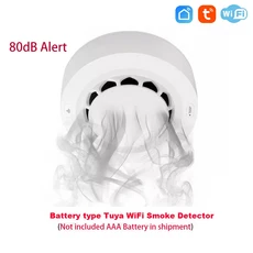 Tuya WiFi 연기 경보 화재 예방 감지기 80dB 훈제 장 조합 홈 보안 시스템 소방관, 01 WiFi