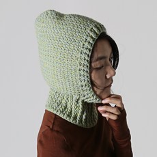 슈퍼스토리 DIY 콜로 바라클라바 코바늘 겨울 니트 모자 뜨기 키코니팅볼 (서술형도안 포함), 버던트 그린 200g, 1개