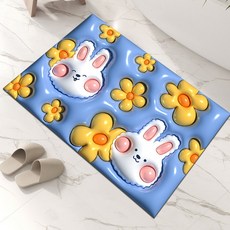 폴라도레 빨아쓰는 규조토 발매트 착시 3D 입체 귀여운 캐릭터 주방 욕실 화장실 매트, 4.꽃밭토끼, 1개