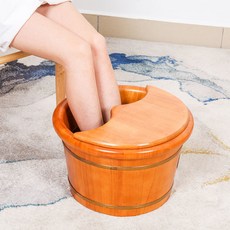 賣場新品泡腳木桶泡腳桶木質泡腳桶洗腳盆洗腳桶足浴木桶雙人泡腳桶木桶家用老人泡腳盆老式帶蓋冬天泡腳桶泡腳專用桶木盆, 26高橡木加厚木桶+按摩器+蓋子, 1個