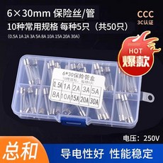 玻璃保險絲管 5*20mm 10種規格 250V, 1個, 6*30mm樣品盒（50只）