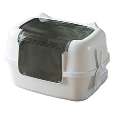 우아지오 후드형 고양이화장실, 1세트, 화이트