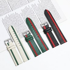 갤럭시기어S3 S2 스트라이프 리얼 소가죽밴드 스트랩 시계줄 20mm 22mm호환, 갤럭시기어S2 20mm용, 그린레드