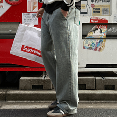 28-42 3TYPE 5color 모노진 편안한 뒷밴딩 와이드 데님팬츠 남자빅사이즈