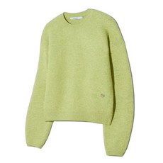 코드그라피 CGP (우먼) WAVE 로고 소프트 세미 크롭 니트_옐로우그린