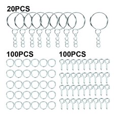 220개 세트 열쇠고리 제작 용품 클립 점프 아이핀 액세서리 재료 키트 공예 수제 DIY 보석, Silver