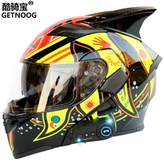 Jiekai 오토바이 풀 헬멧 듀얼 렌즈 블루투스 모토 크로스 안전 DOT 인증 Casco Moto, 02 L, 12 A07