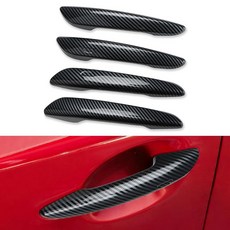DLOVEG 업그레이드된 스냅온 도어 핸들 커버 2023 2024 2025 2026 마쯔다 3 CX-30 CX-50 액세서리와 호환 가능 접착 프로텍터 없음 (탄소 섬유 패, 탄소 섬유 패턴