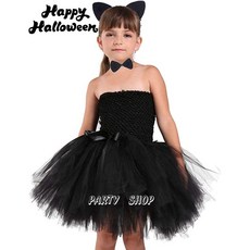 【台灣發貨】ECG148 歐美INS黑貓網紗蓬蓬裙 萬聖節服裝 舞會變裝服 小女生黑貓裝 兒童黑貓蓬蓬裙裝 貓咪裝