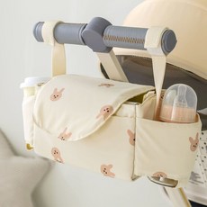 2FAC 유모차 가방 다용도 포켓 오거나이저 정리함, 1개, 아이보리 래빗