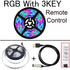 USB 전원 LED 스트립 조명 RGB 화이트 웜 HDTV TV 데스크탑 PC 화면 백라이트 및 바이어스 2835 3528 SMD1M 2M 3M 4M 5V, RGB 3key contol, 5M, 1개