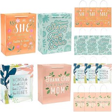 Fun Express Religious 어머니의 날 종이 선물 가방 미디엄 18.2cm x 22.9cm(7 1/4 x 9인치) - 12개, Fun Express Religious 어머니의 날 종