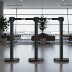 블랙 벨트 차단봉 2m 자동 스텐 안전 가이드라인 행사 안내 통제선 안내봉, 블랙차단봉-2m(블루)