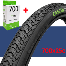 CASCEN 카센 700 x 25c + 튜브 패턴 타이어 픽시 로드 하이브리드 자전거, 1개