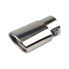 자동차 테일 머플러 팁 파이프 범용 배기 라운드 스테인레스 스틸 후면 크롬, h, 1개, 05 Bright silver curved