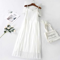 빅사이즈 레이어드 레이스 여행 시스루원피스 배색 오버핏 브이넥