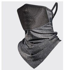 廣隆 掛耳面罩 透氣網 運動防塵冰絲防曬口罩 面罩 防紫外線運動頭巾頭套圍脖 抗UV透氣, 1個, 深灰色