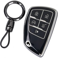 WJS 키 포브 커버 2022-2025 쉐보레 실버라도 이쿼녹스 트래버스와 호환되는 자동차 케이스 쉘 프로텍터 GMC 시에라 1500 2500HD 3500HD 아카디아 블랙, Black