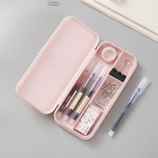 칸분리 사각 모던 하드케이스 필통, 1개, 핑크