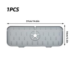 호환 주방 수도꼭지 흡수 매트 싱크 스플래시 가드 실리콘 배수 건조 패드 조리대 보호 회색 37x14cm 1 개, 1개