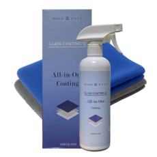 블랙홀 글라스 코팅큐 500ml 초극세사 타월 2장 유리막 발수코팅제 물때 세정, 1개