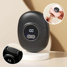 AOSS 무선 2in1 자동 손발톱 깎이 발각질제거기 C타입 충전식 휴대용, 블랙