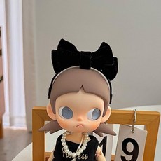 팝마트 지거 액션 피규어 인형 액세서리 BJD 인형 밀짚모자 머리띠 모자 헤어악세서리 베레모 스카프, 아기 없어  지가 가지 자매, 블랙 리본 머리띠