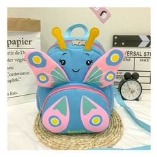 兒童書包幼兒園小孩防走失雙肩包女孩可愛卡通蝴蝶學前班揹包批發, 1個, 藍色:如圖