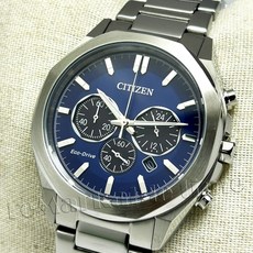 【CITIZEN SOLAR】光動能三眼計時男錶(CA4590-81L)，藍色錶盤，不鏽鋼錶帶，日期顯示