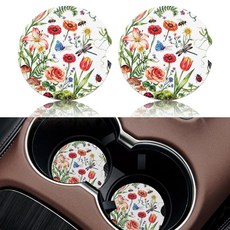 컵 홀더용 자동차 컵받침 나무 베이스가 있는 미끄럼 방지 세라믹 표면 2팩 여성 및 남성용 내부 액세서리 귀여운 자동 홀더 인서트 6.6cm(2.6인치) - 공룡, 컵 홀더용 자동차 컵받침, 나무 베이스가 있는 미끄럼